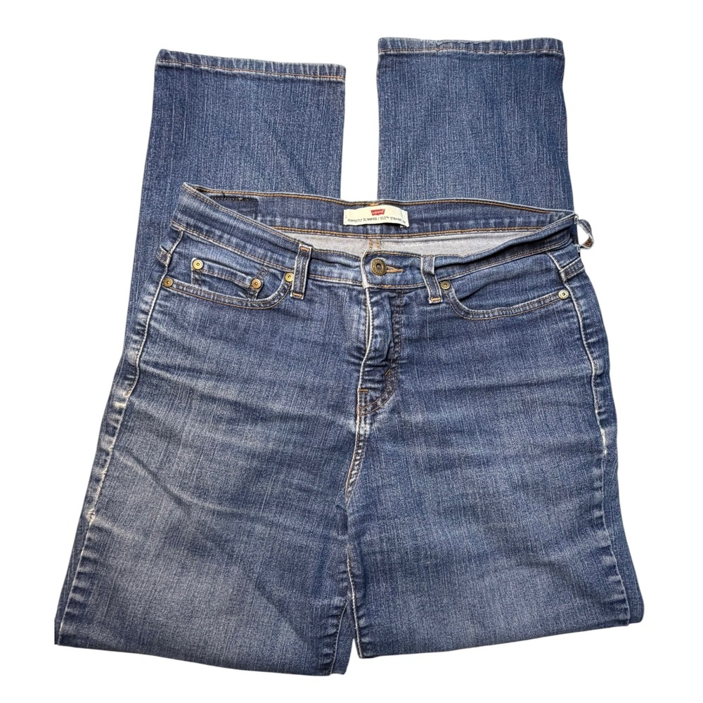 Levis 512 Perfectly Slimming Straight Leg Jeans‎ Blue Medium Wash Womens 10M L29
